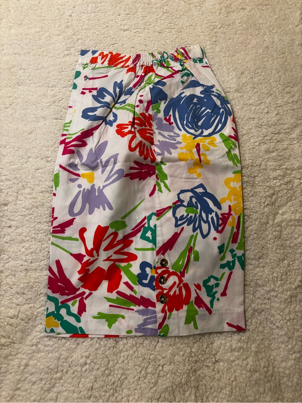 Vibrant Floral Print shorts-White Base with Multicolor Blooms0503